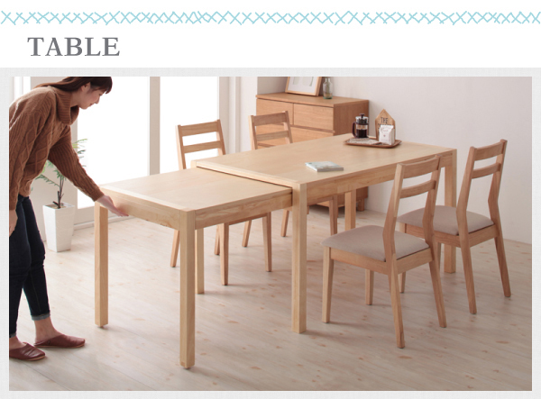 簡単伸縮のスライド式135-235cm伸長テーブル、ナチュラルデザインの
